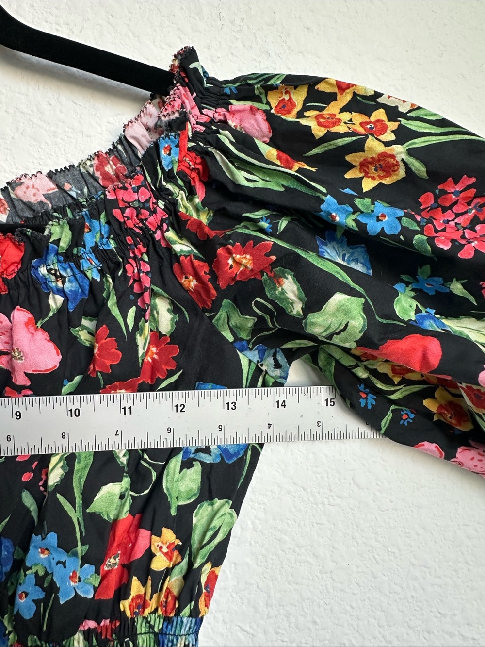 Cara Cara Mimi Floral Bold Garden Print Dress Puff Sleeve XS off the shoulder - Picture 14 of 15